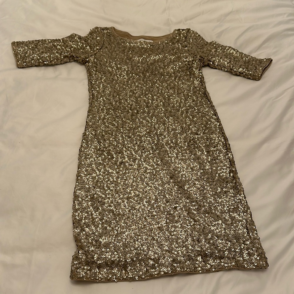Gold Sparkle Short Sleeve Dress